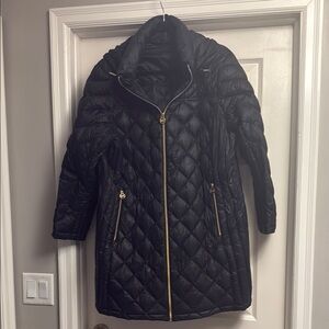 Michael Kors black hooded packable down jacket